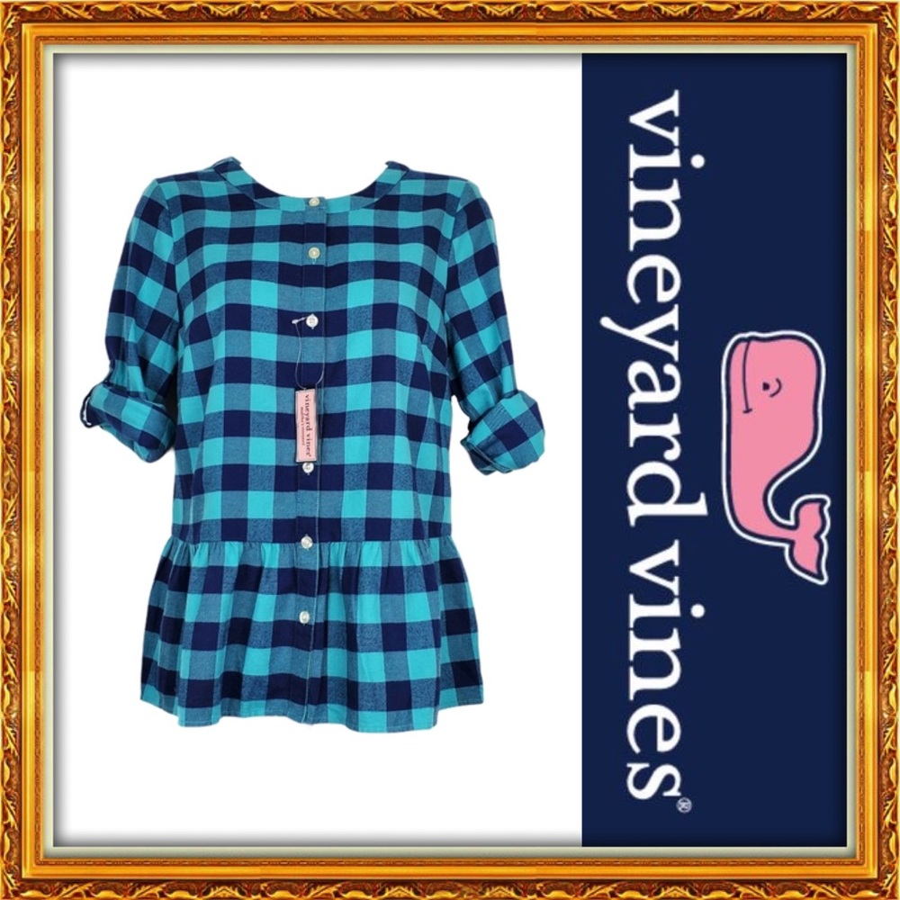 NWT | Vineyard Vines Flannel Peplum Button-down!